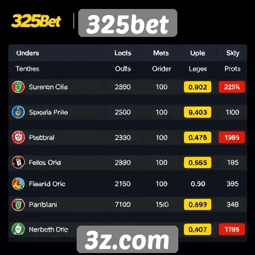 Comparação das odds oferecidas pela 325bet